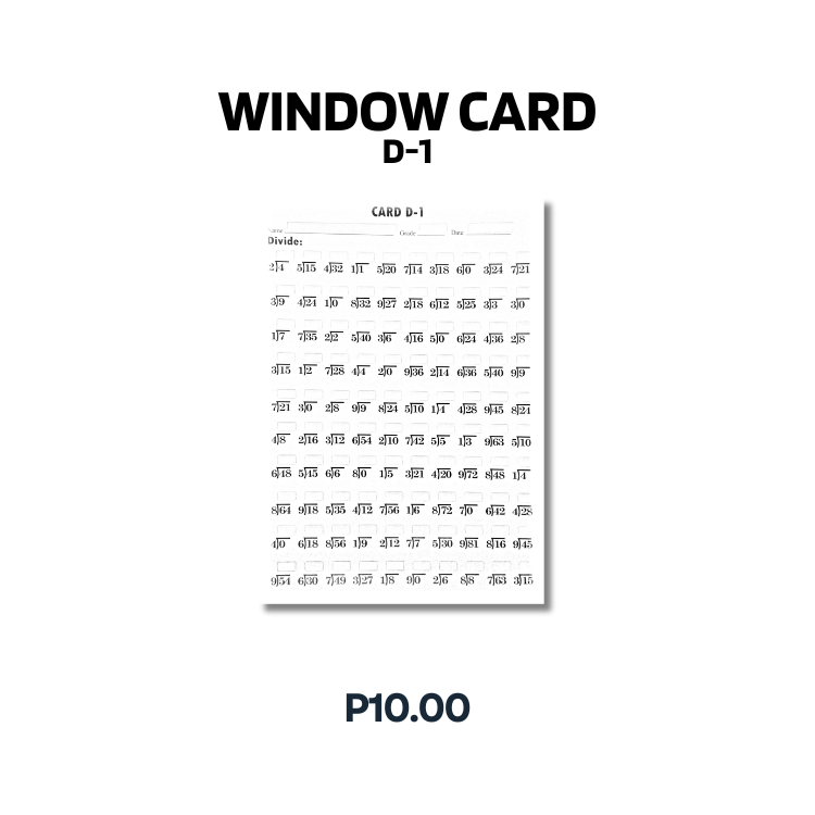 D-1 WINDOW CARD